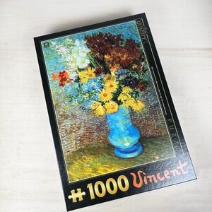 Van Gogh Flowers in Blue Vase 1000 Pc Puzzle D-Toys Complete Vintage Art